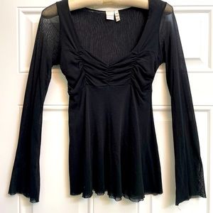 Black mesh long sleeve fitted anthropology top. Super sexy
